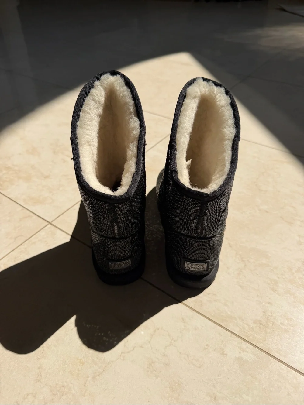 Australia Luxe Collective Black Sequin Shearling-Lined Winter Boots